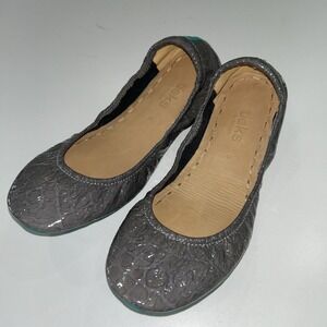 Tieks By Gavrieli Black Obsidian Croc Patent Leather Ballet Flats Women's Size 8